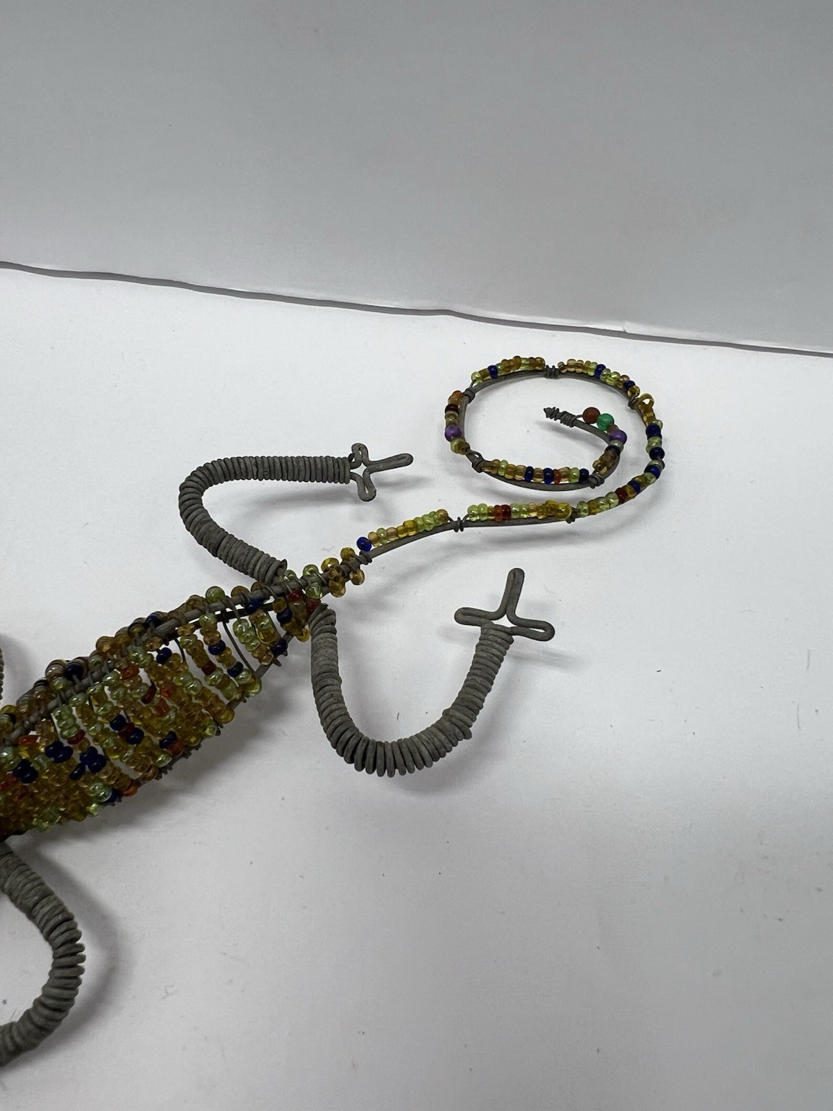 Artisan Crafted Beaded Wire Art Lizard Reptiles Gecko Chameleon Sculpture Lot