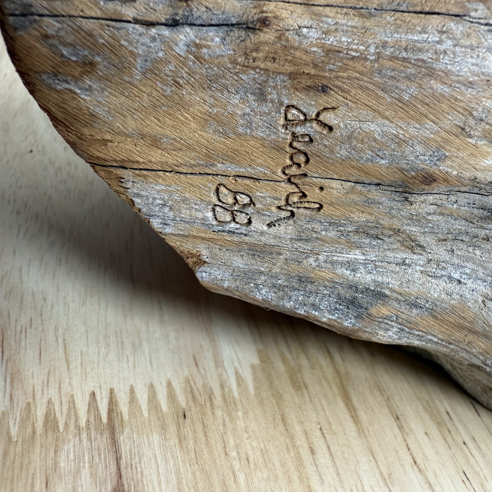 Hand Carved Driftwood Bark Fairy House Door Signed Wall Hanging VTG Leaich 1988