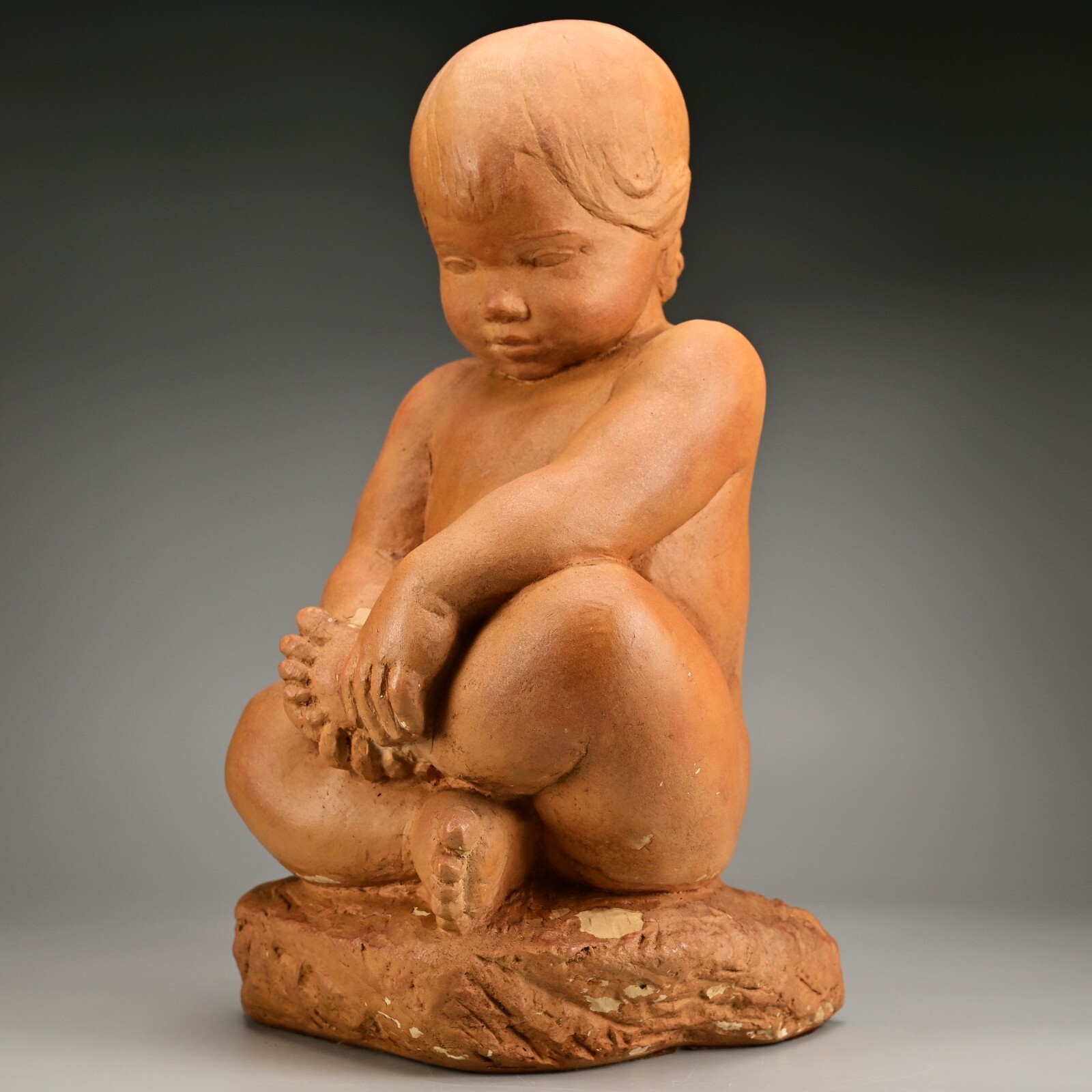 MPI BBW Museum Original Vintage Signed Terracotta Ceramic Baby Statue Sculpture