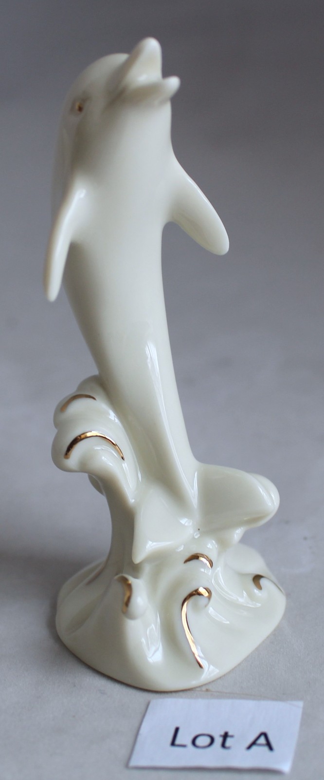 Lenox Leaping Dolphin Figurine Ivory Porcelain 24K Gold Accents 4″ Excellent