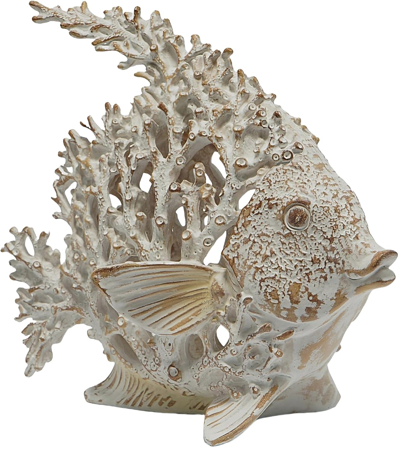 Beach Coastal Decor Coral Reef Angelfish Home Office Desk Decor Sculpture Statue