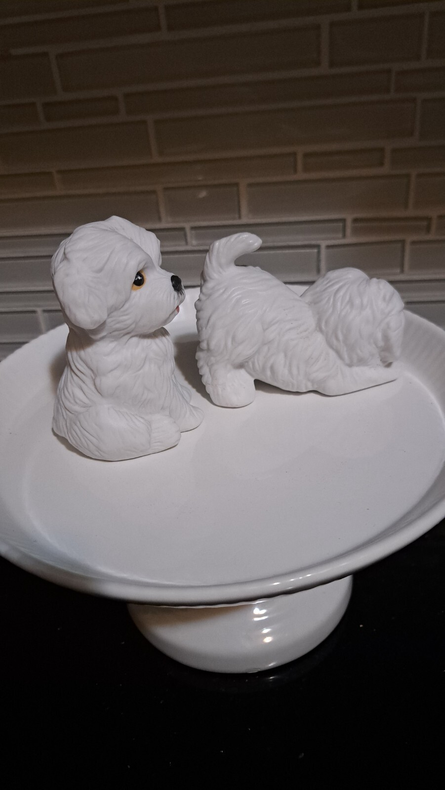 Vintage Homco Set Of White Ceramic Persian Cat Kittens, Blue Eyes 1413 Blue eyes