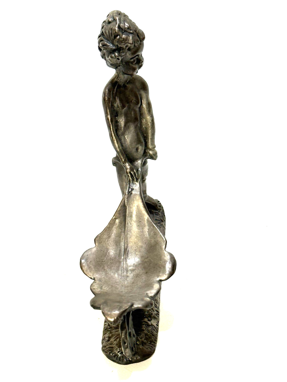 Rare Find Solid Pewter Cherub Nude Boy with Wheelbarrow 3.5″x3.25″x1.25″