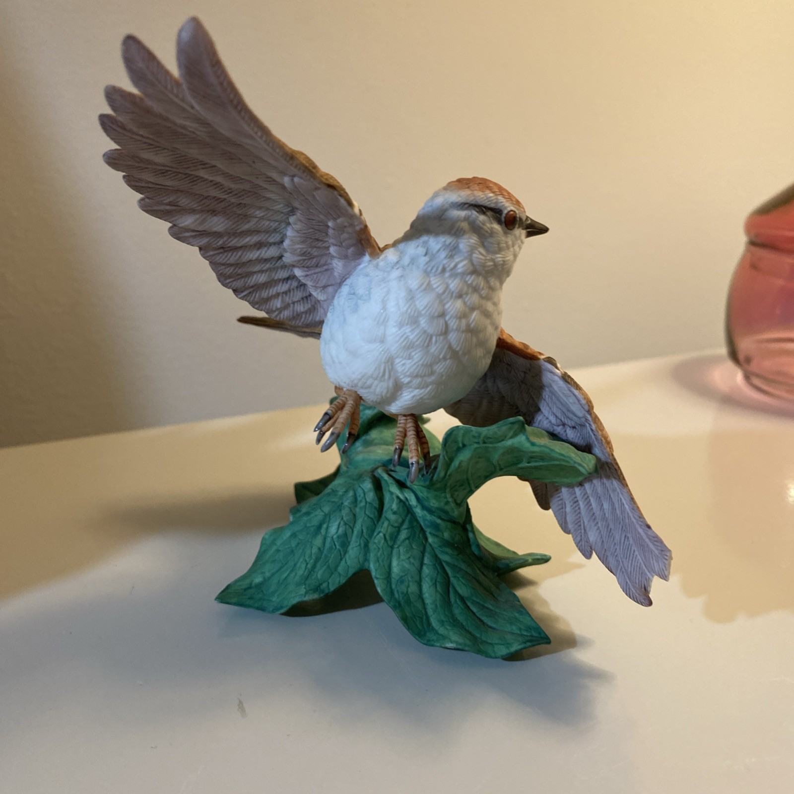 Lenox Garden Bird Figurine *damaged Chipping Sparrow 1990 Taiwan In Flight