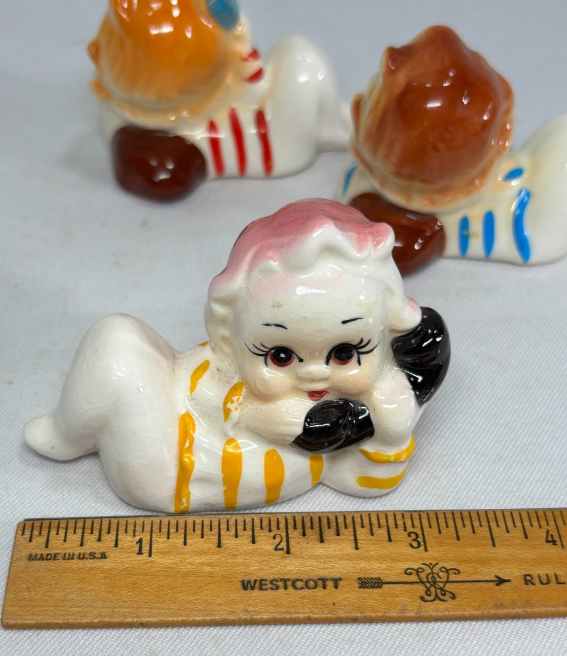 1950’s Cutie Girls Ceramics by NORLEANS Japan – on Phone, Brushing Hair, Eating