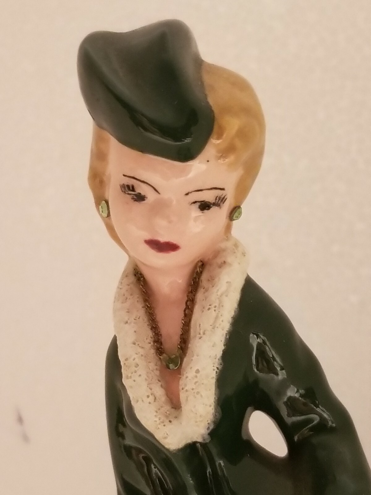 Vintage Elegance Porcelain Winter Lady Figurine Necklace & Earrings Rhinestones