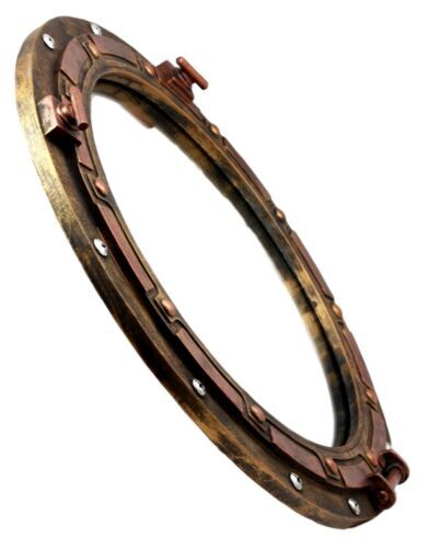 Antique Bronze Rust Finish Nautical Marine Ship Porthole Wall Mirror Decor 15″D