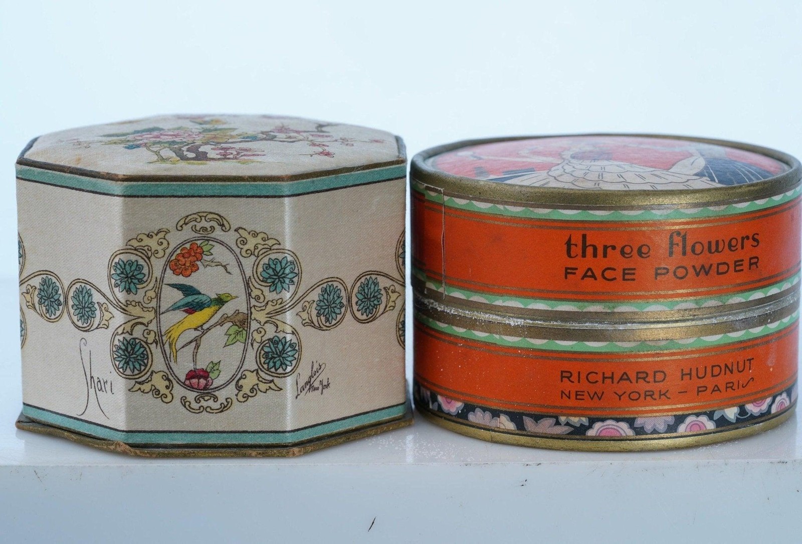 1930’s Art Deco Face Powder boxes Three Flowers Richard Hudnut Shari Langlois