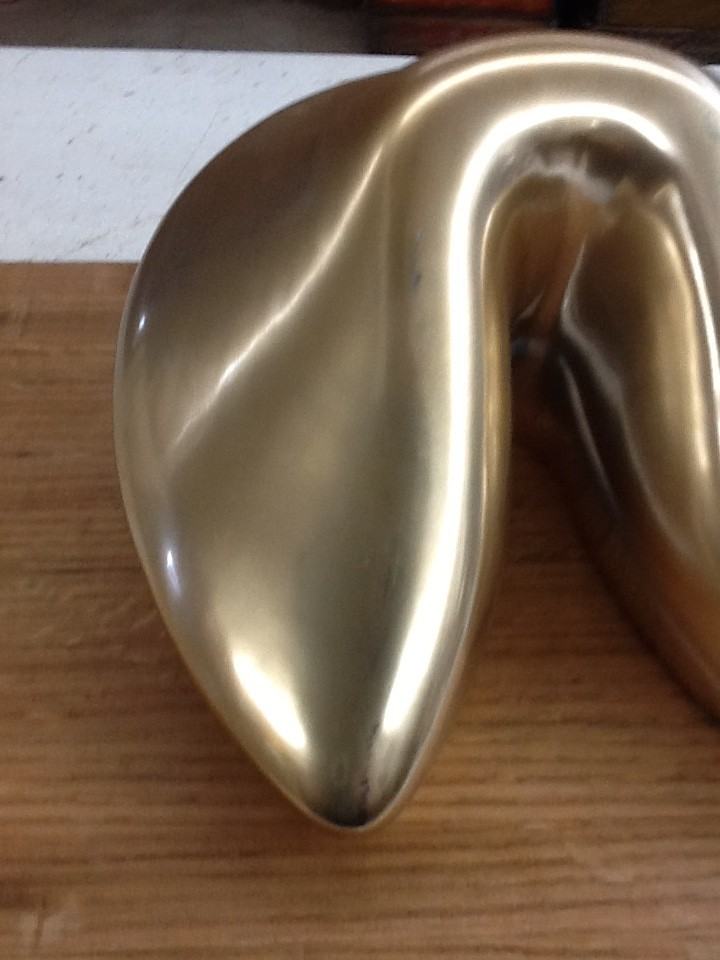 Large Gold Fortune Cookie Ceramic Art Pottery Sculpture Figurine 8 Inch