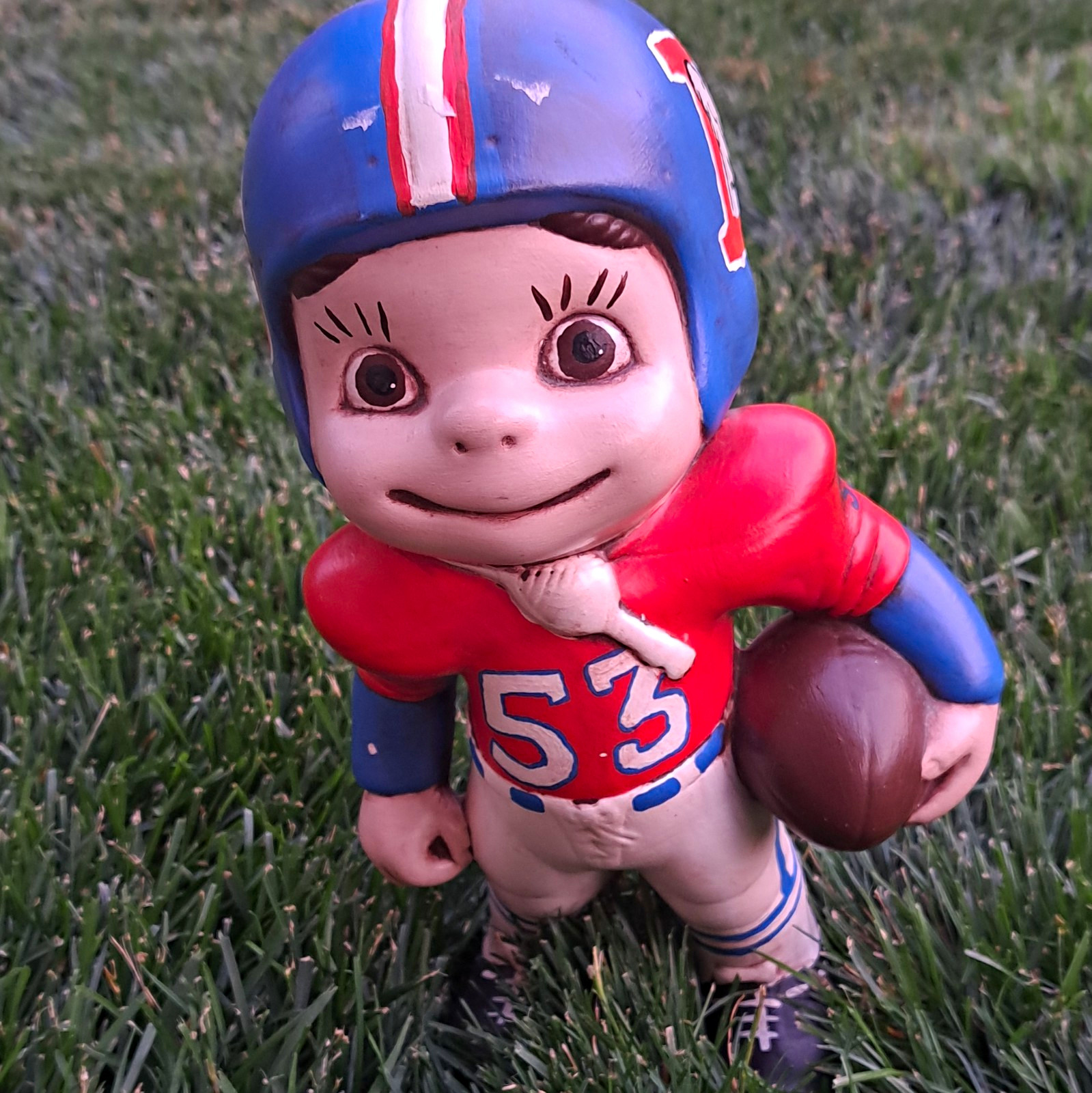 Vintage Hand-Painted Ceramic Denver Broncos Football Player Figurine ( Randy G.)