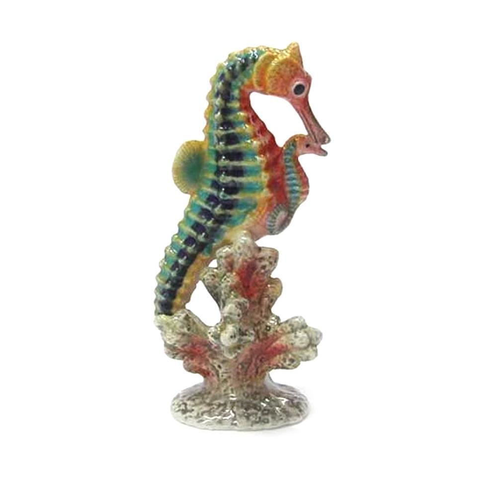 Northern Rose Multicolor Seahorse with Baby – miniature porcelain figurine