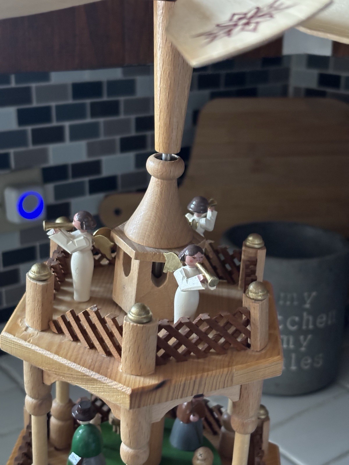 Traditional Wooden 3 Tier Pyramid Hand Carved Nativity Set From Germany