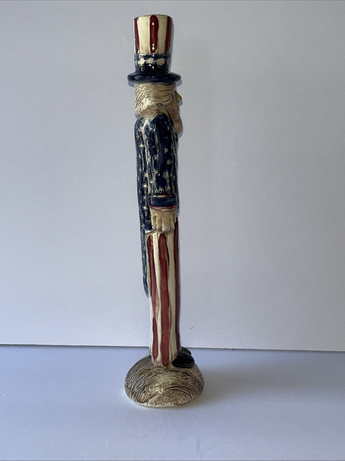 Uncle Sam Ceramic Pencil Figurine 9.5” Patriotic America Ceramic 1993