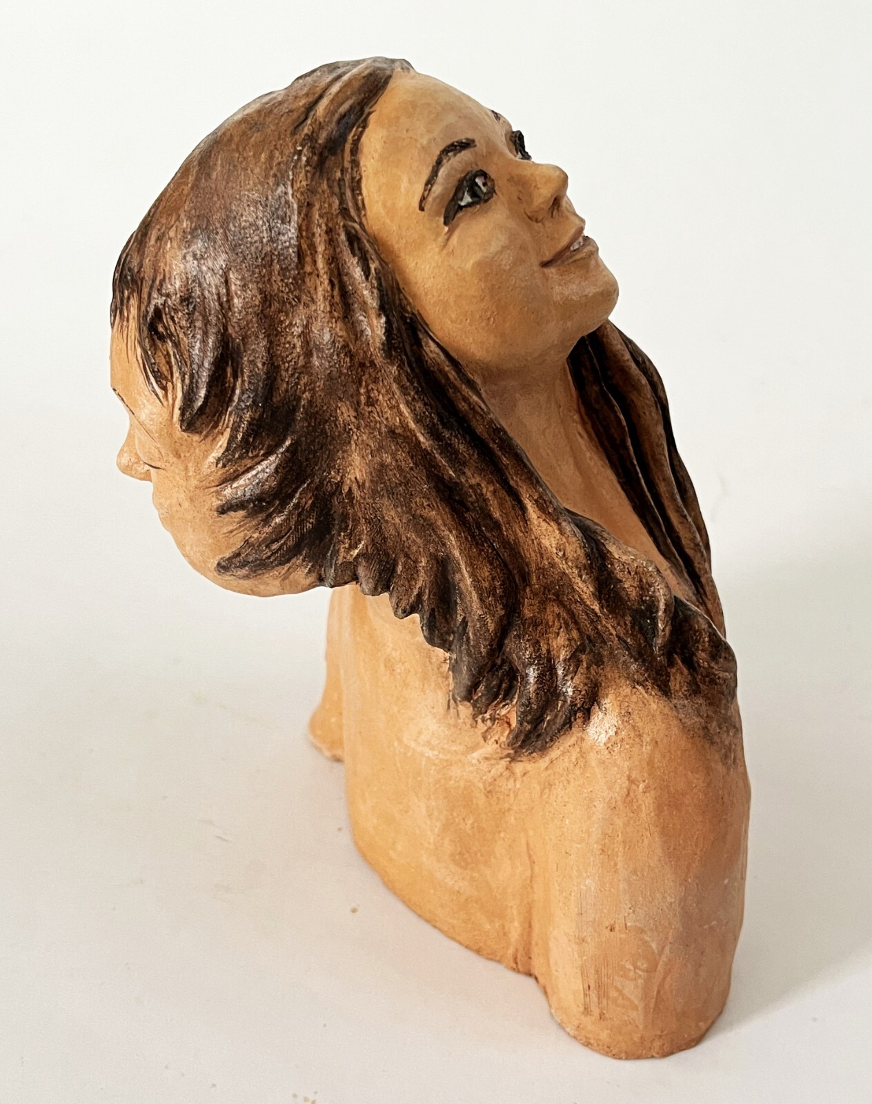 STUDIO POTTERY SIGNED SURREAL TWO FACED WOMAN FEMALE BUST SCULPTURE FUNK ART MCM