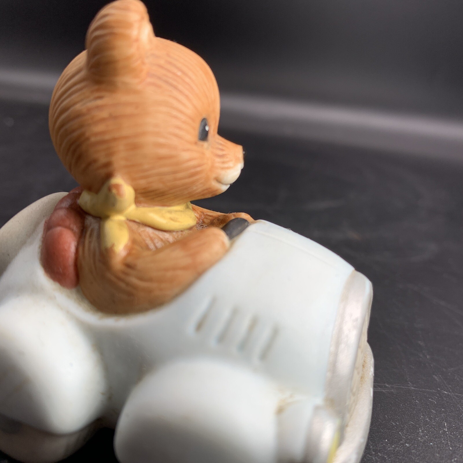 Homco Bear In Blue Car Figurine #1463 Driving Scarf Cute Decorative Vintage