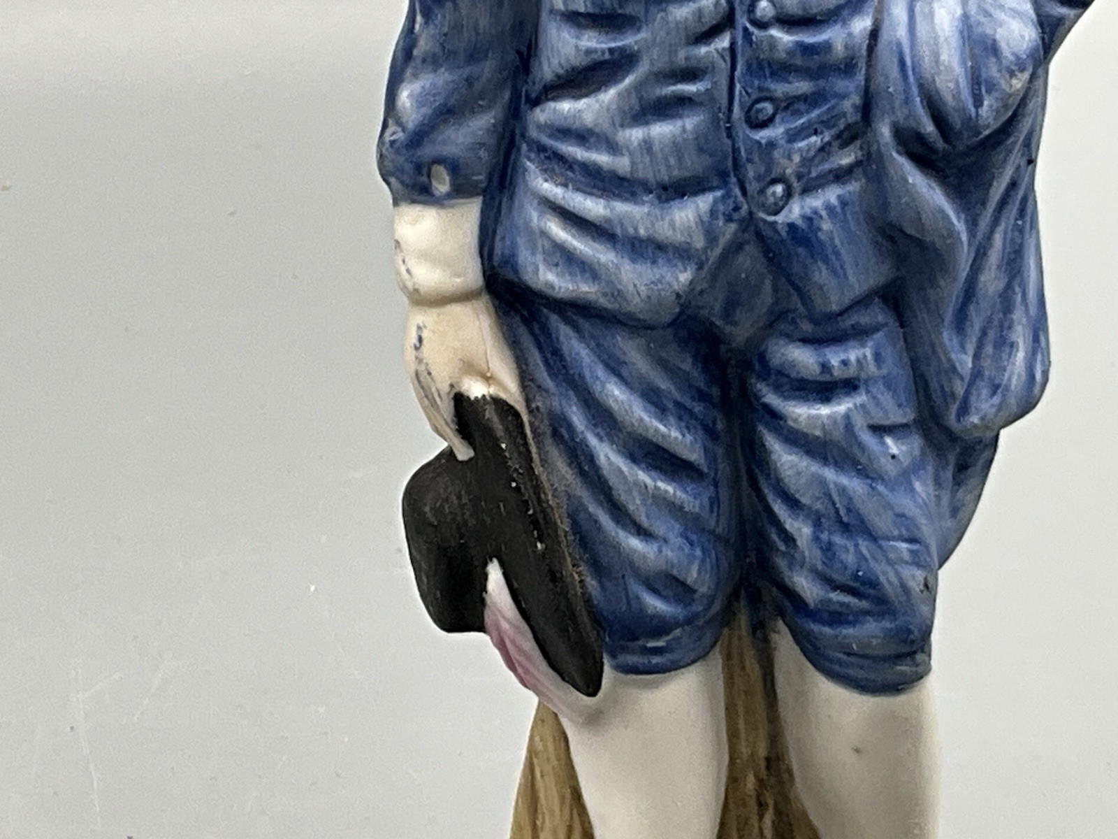 Vintage Blue Boy Figurine Hairline crack in Wrist see photos