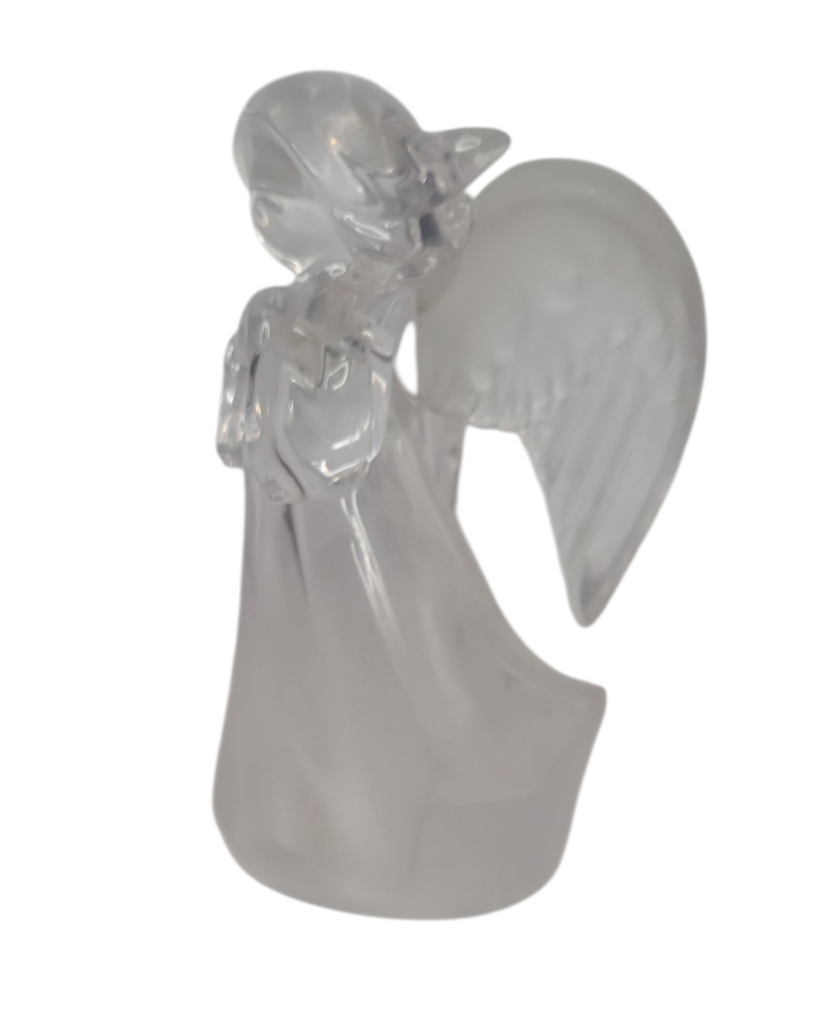 Glass Angel Figurine Clear Frosted Guardian Angel Decor Collectible Figurine