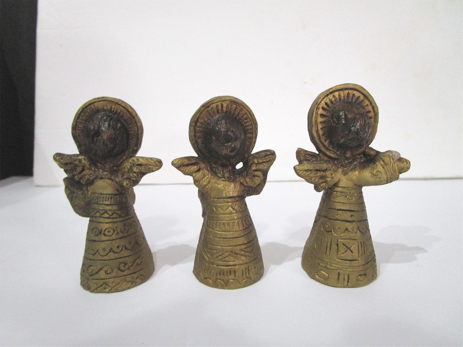 Vintage Mid century Christmas angel paper mache ornaments form Italy brown gold