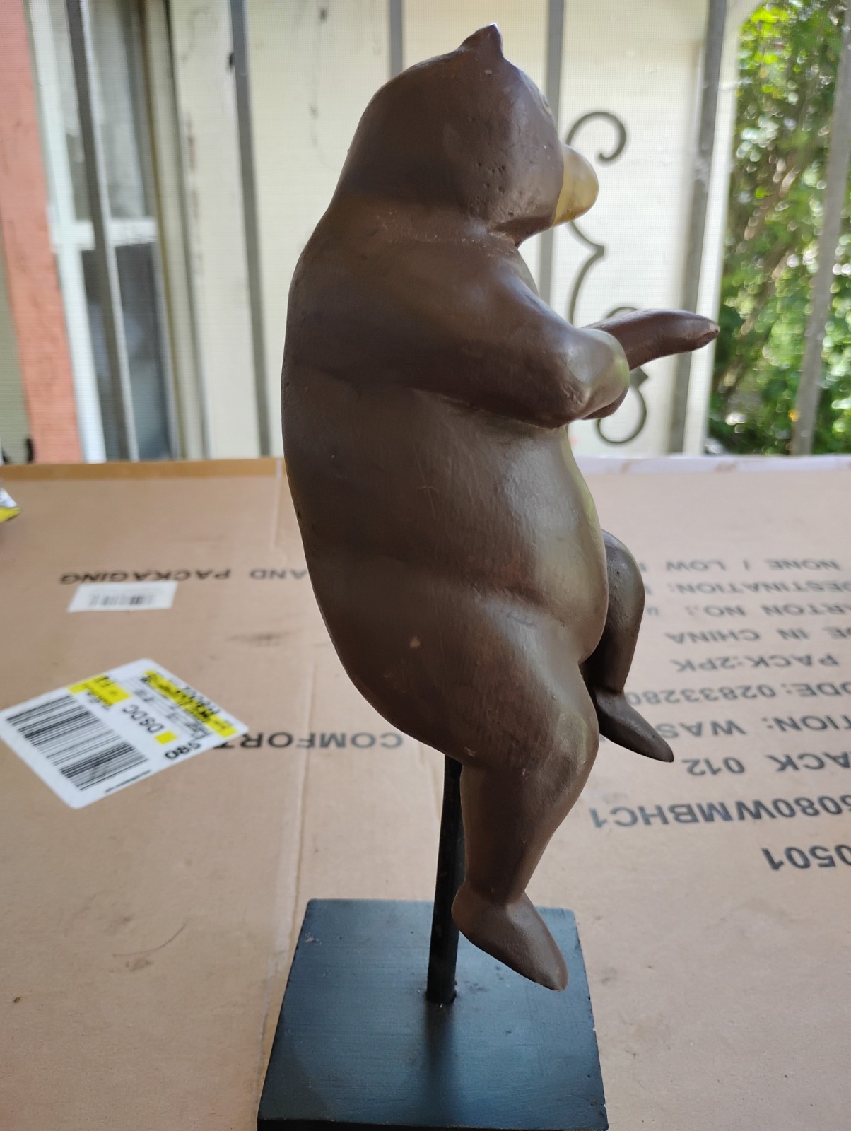 9″ Tall Dancing Bear Figure on a Pole Wood or Resin Pre-Loved