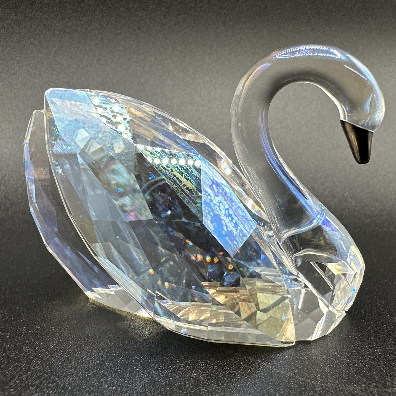 Swarovski Swan Clear Crystal w/ Black Colored Beak Signed w/ Logo 2″ x 3″