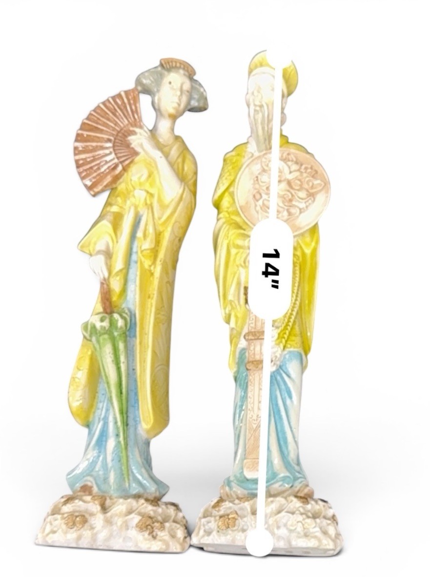 Vintage Norleans Italy 14″ Chinese Emperor & Empress Figurines -Chinoiserie Chic