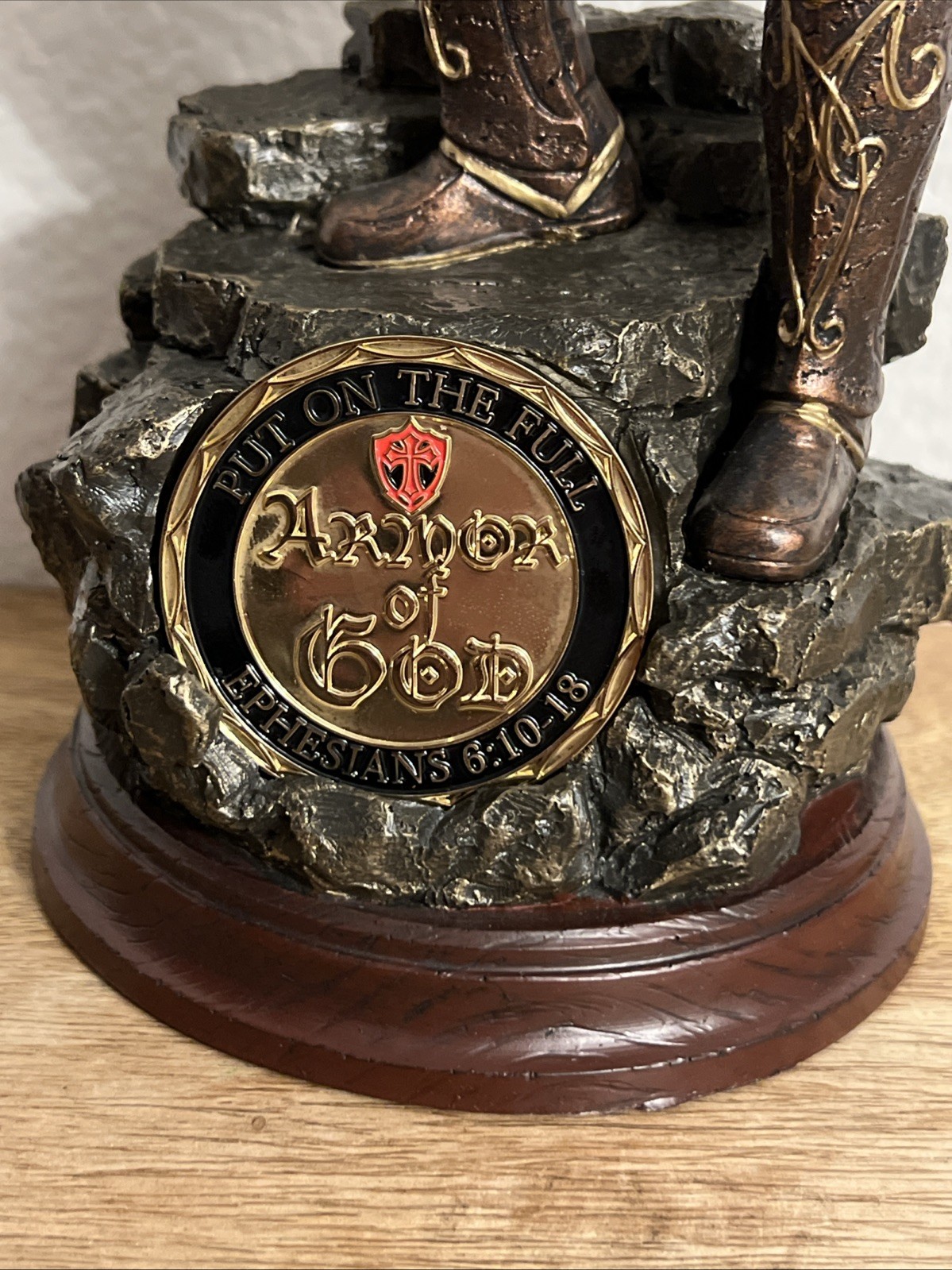 Armor Of God Bradford Exchange Cold Cast Bronze Sculpture + Challenge Coin B2967