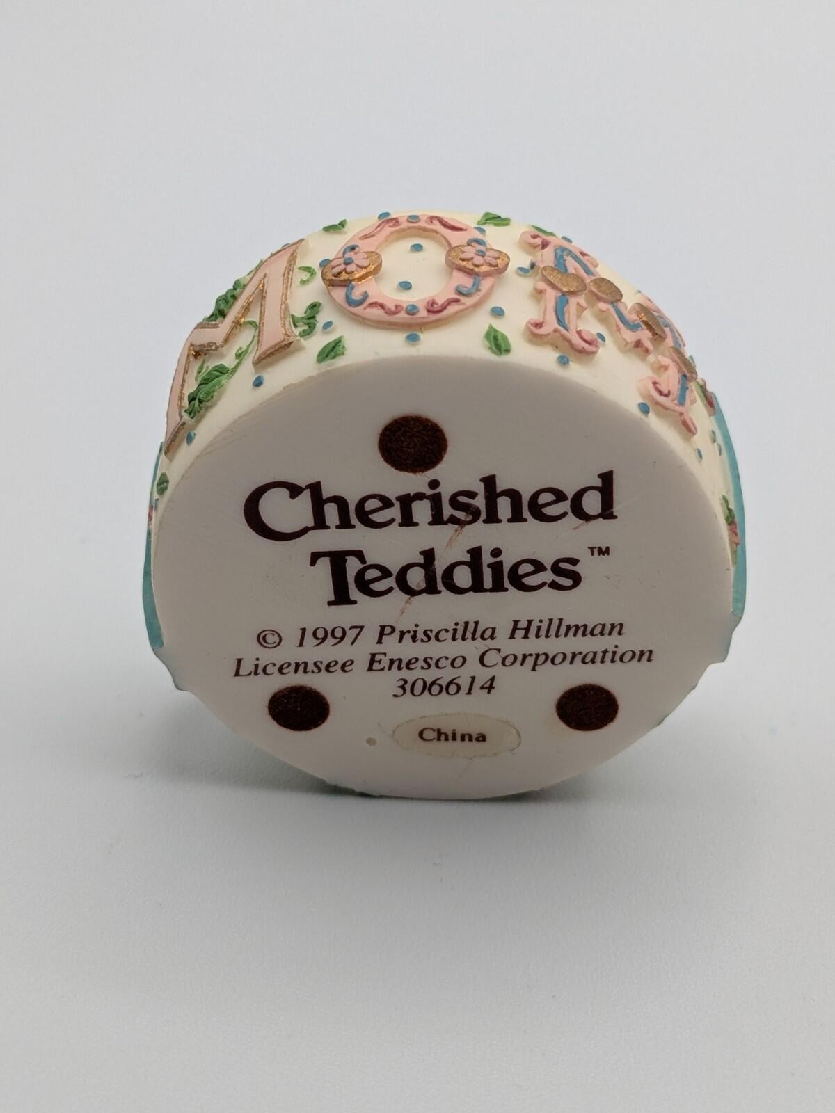 Cherished Teddies Mom Maker of Miracles (306614) 1997 Covered Box with Locket
