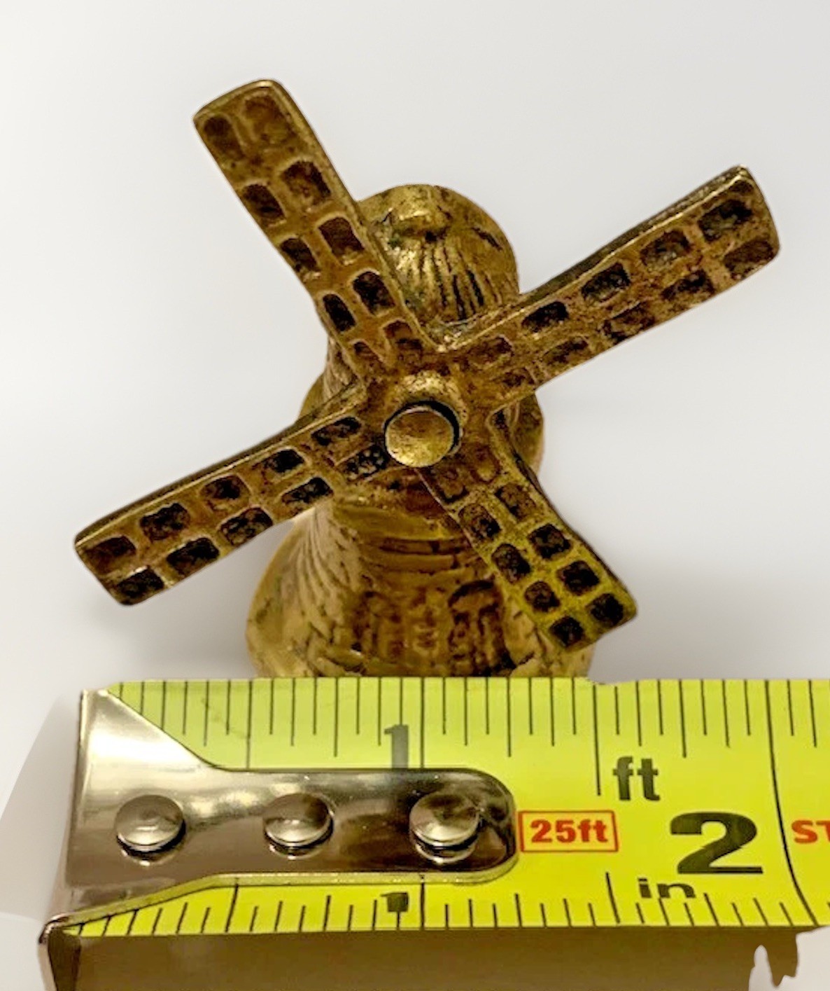 Vintage Brass Windmill MCM Vanity Figurine Table Decor Mini 2″ Retro Rustic