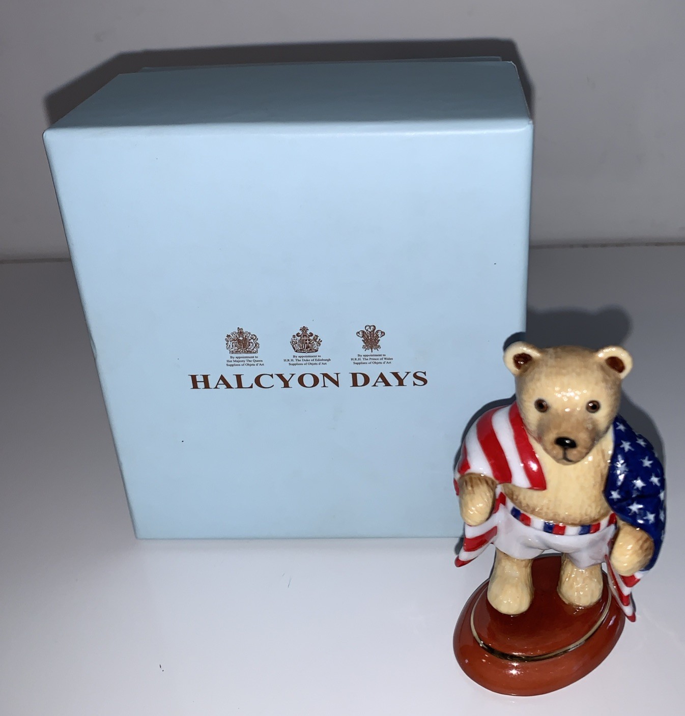 Halcyon Days Limited Edition American USA Boxer Teddy Bear 2012 With Box RARE