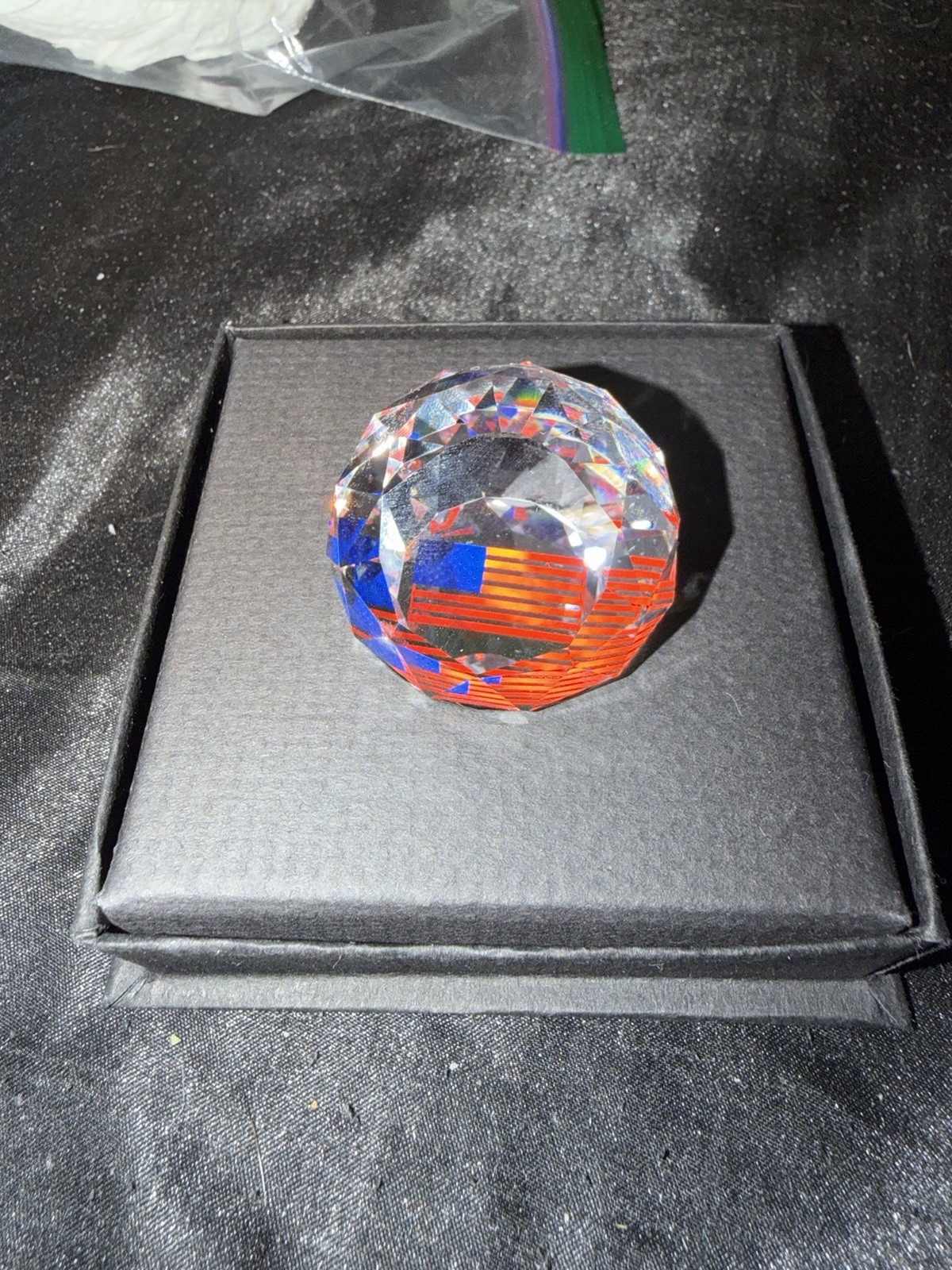 Swarovski Crystal 2001 American Flag 40mm Ball United States Paperweight 285777
