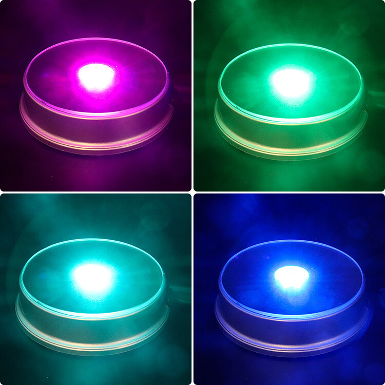 2PCS LED Light Display Base Stand 7 Color Lamp Holder Crystal Glass Art Figurinm
