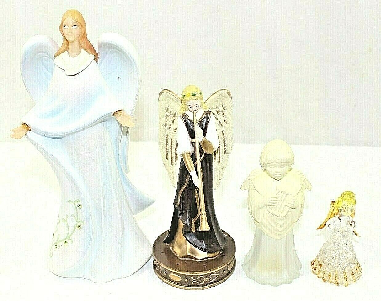 4 ANGELS Made of Porcelain-plastic-Glass LOVELY Collectible Items 3 to 9 in Tall