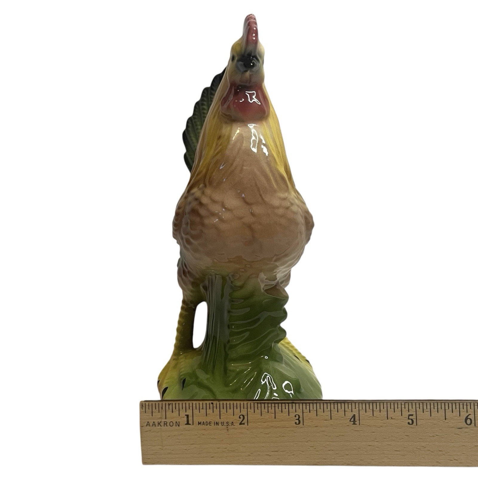Vintage Rooster Ceramic Figurine Glossy Glazed Farmhouse Farm Country Rustic