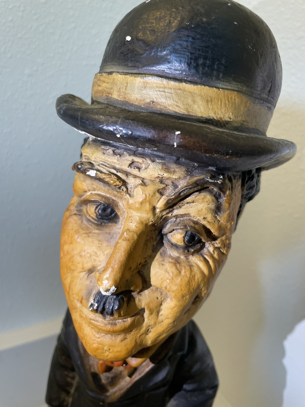 Authentic 1971 Rare Vintage Charlie Chaplain ESCO Chalkware Sculpture 15”