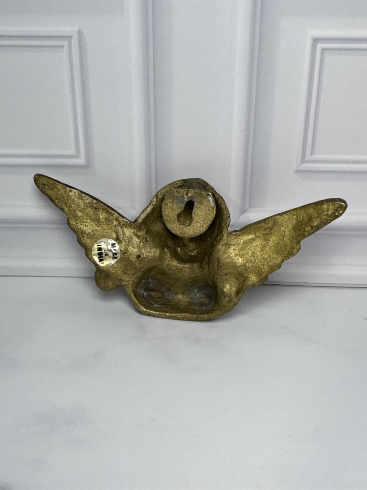 Vintage Brass Angel Cherub Wall Hanging Boudoir Whimsical Sculpture Figurine 5″