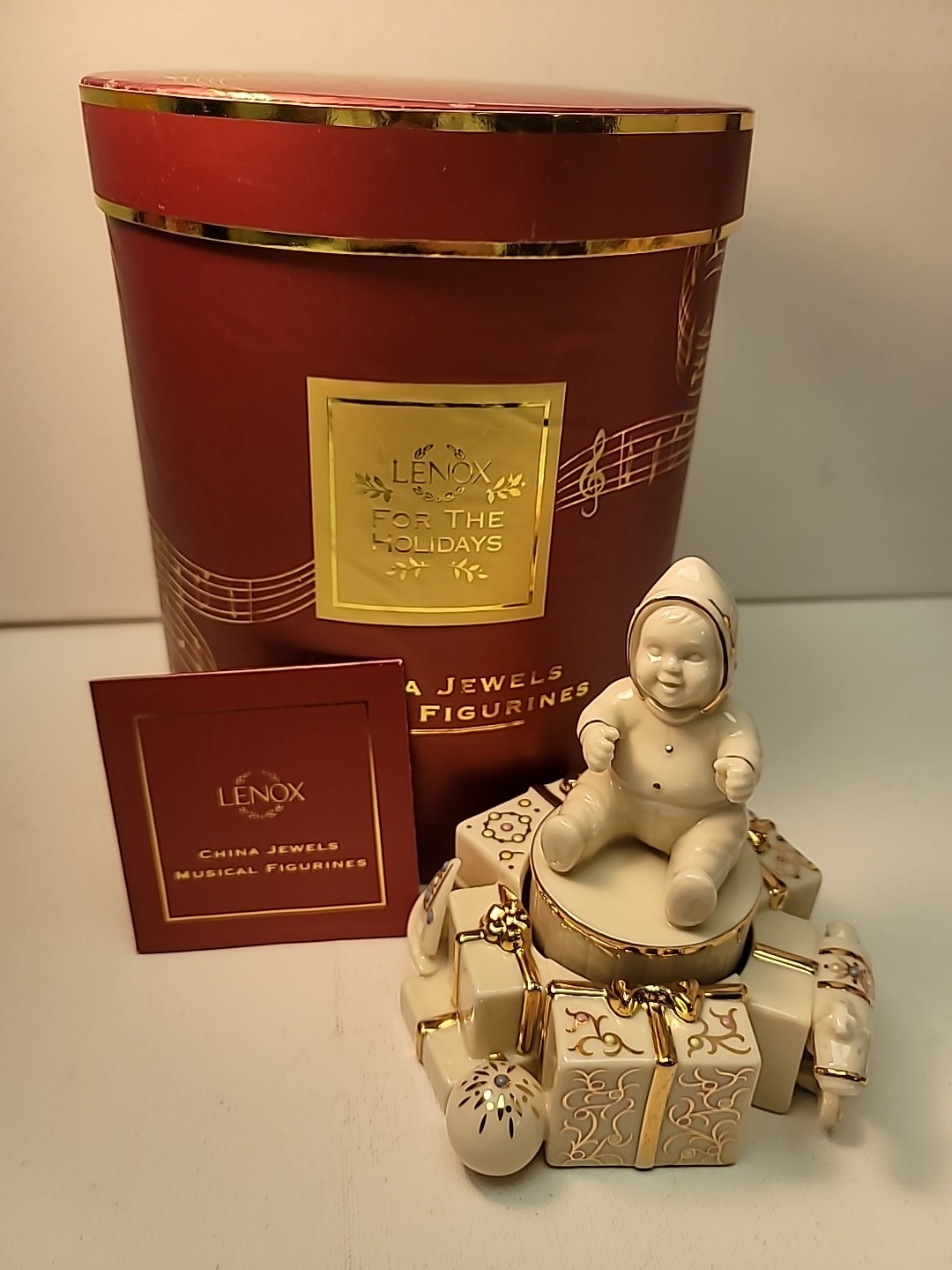 Lenox China Jewels Musical Figurine”Baby Blocks” Brahms’ Lullaby In Box