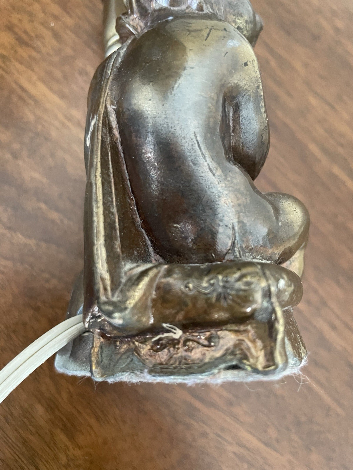 Vintage Cherub Figural Table Lamp | Spelter Putto Statue | Antique Bronze Finish