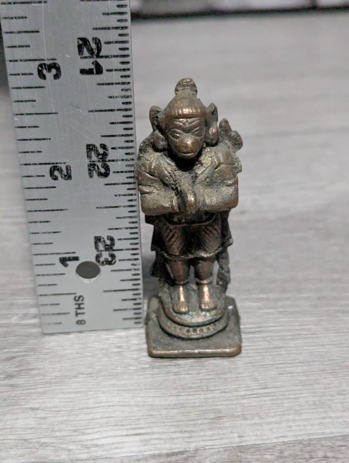 Vtg 2.75″ Hindu Hanuman Deity Brass Bronze Figurine Miniature Statue Tibetan 2