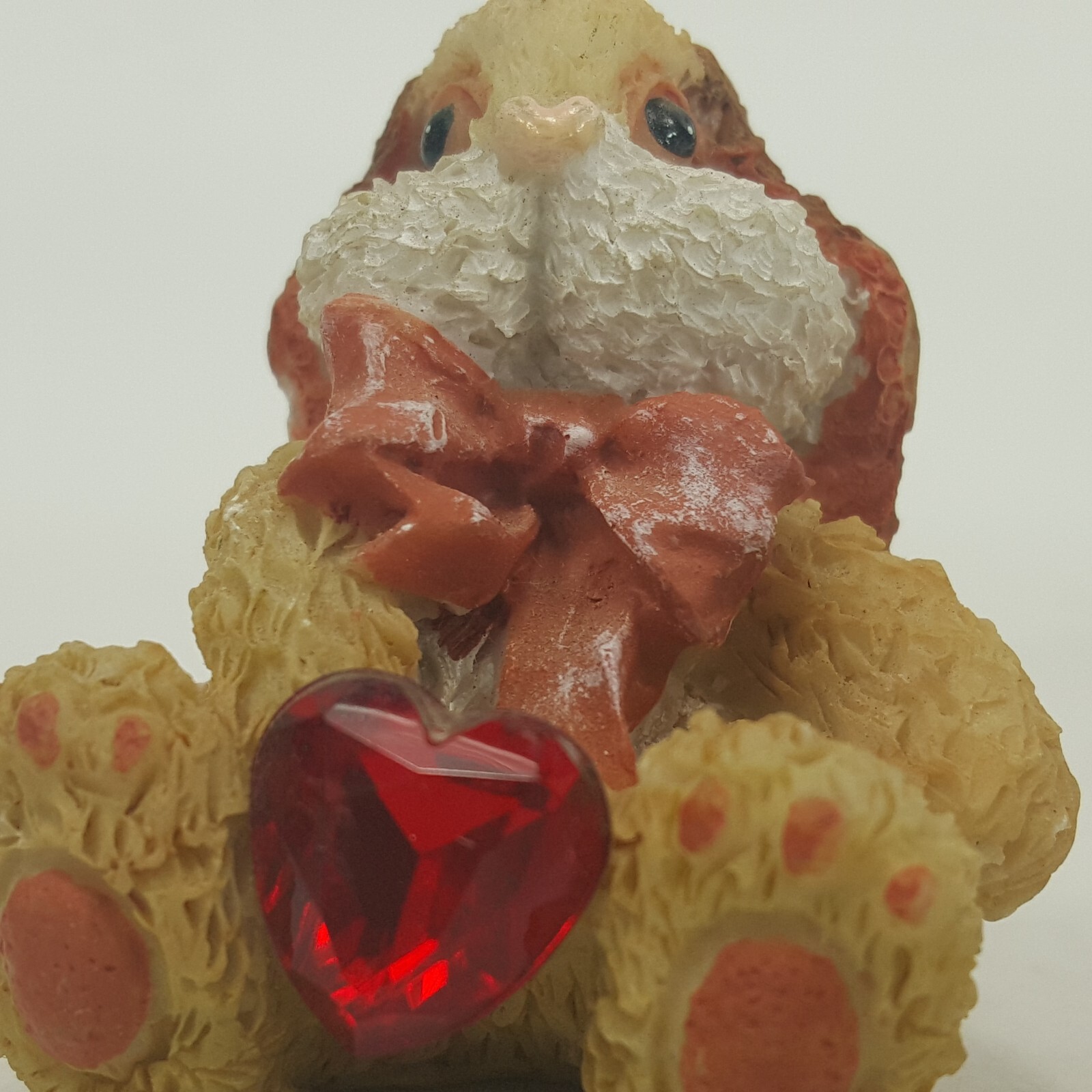 Bunny Rabbit Figurine with Red Jeweled Heart and bow tie. almost 2″ tall WKHK6