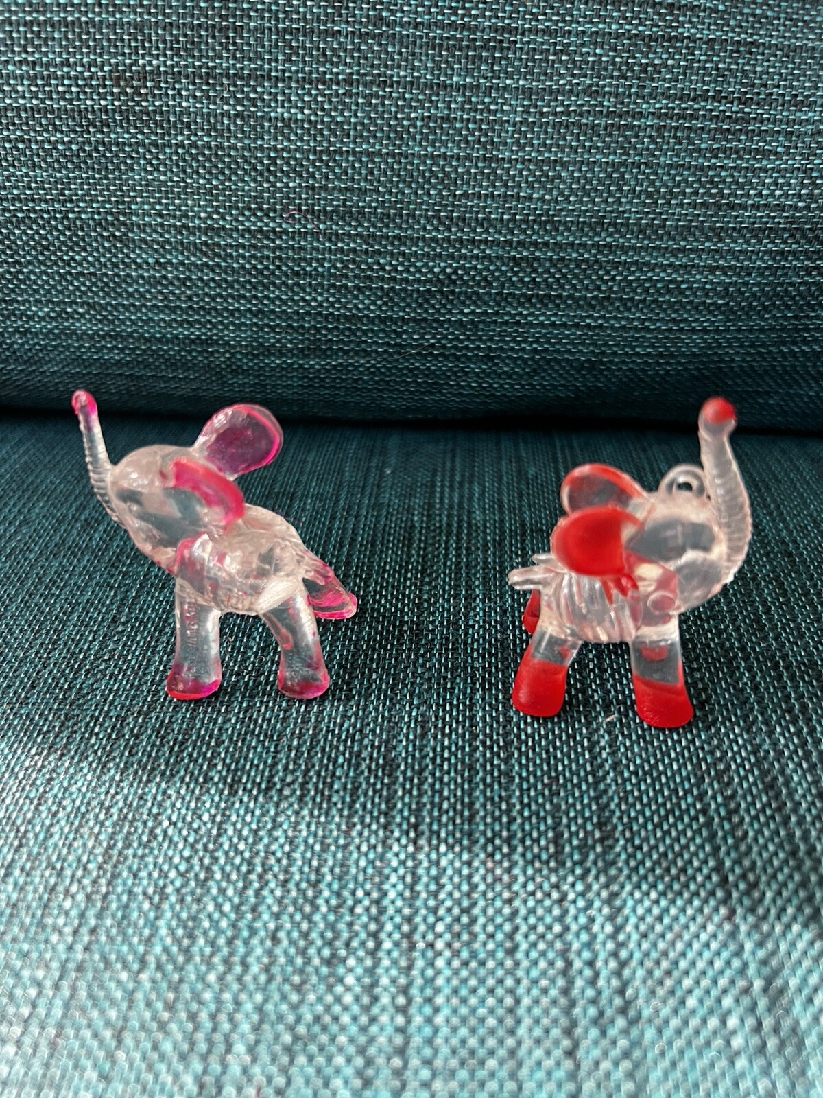 Vintage Crystallite Elephants Lucite Acrylic Figurines Red/Clear & Pink/Clear