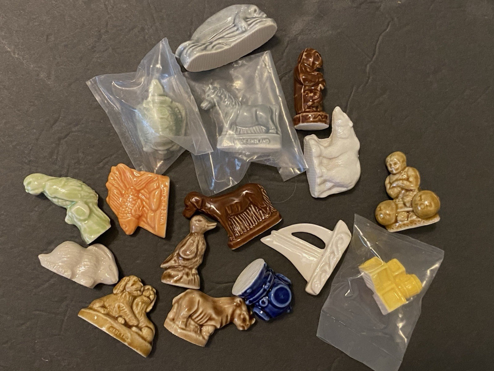 Vintage Lot of 16 Wade Whimsies Red Rose Tea Figurines Various Series