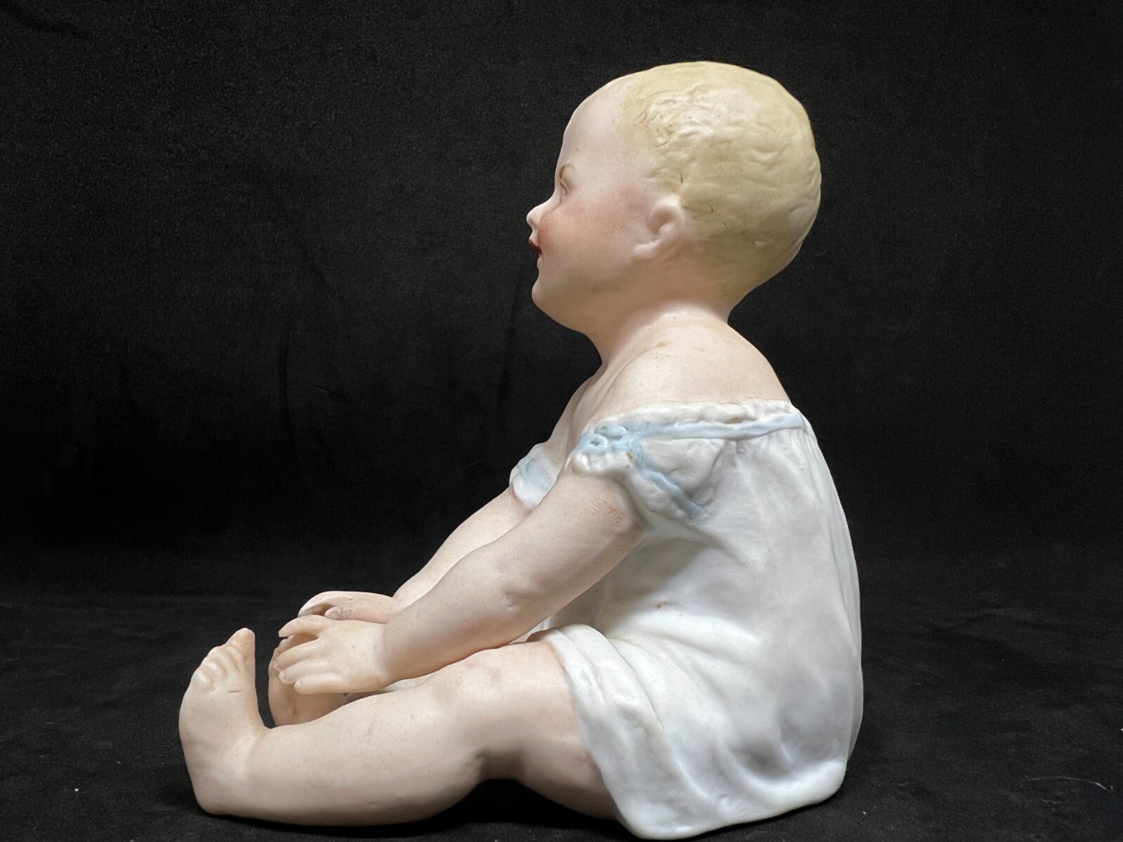 Gebruder Heubach-German Porcelain Bisque-Sitting Piano Baby 4 1/2″ #2