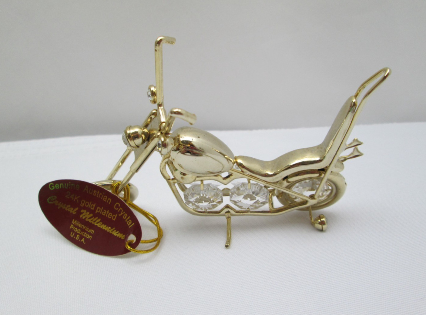 24K Gold Plated Motorcycle with Austrian Crystals Figurine