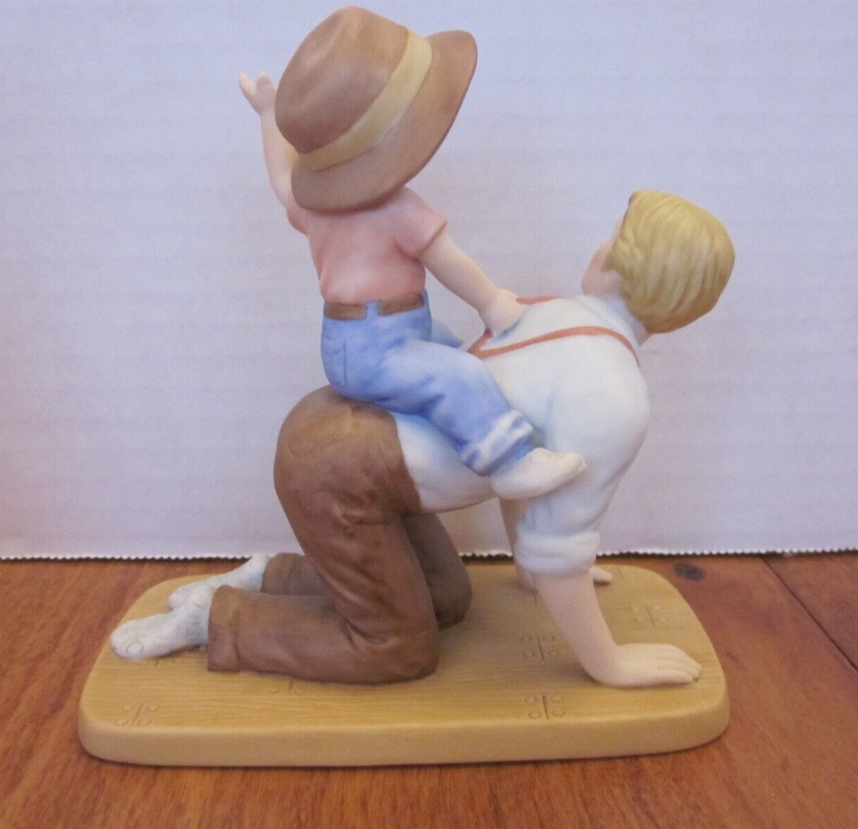 ENESCO 1986 Father & Son Series “Horsey Ride” Figurine Original Box, COA ID Card