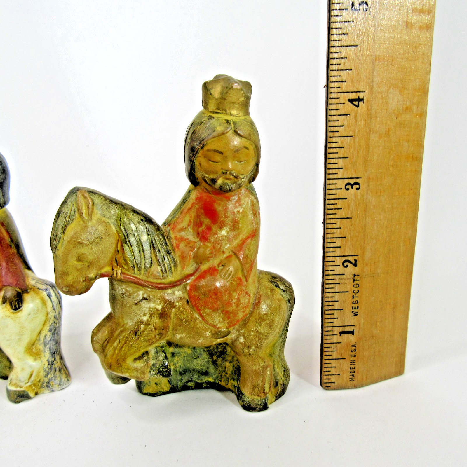 vtg handmade Rogerio Spain Three Wise Men figures Xmas pottery clay 4″ nativity