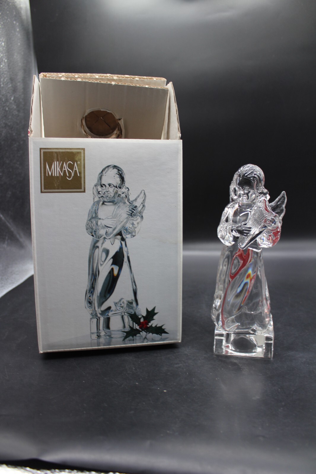 VTG Mikasa Angel & Harp Figurine Crystal Herald Collection Wings Glossy Heavy