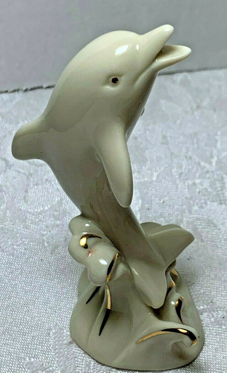☘☘☘ Lenox 4″ Miniature Dolphin Classic Ivory Color 24Kt Gold Trim Figurine ☘☘☘☘