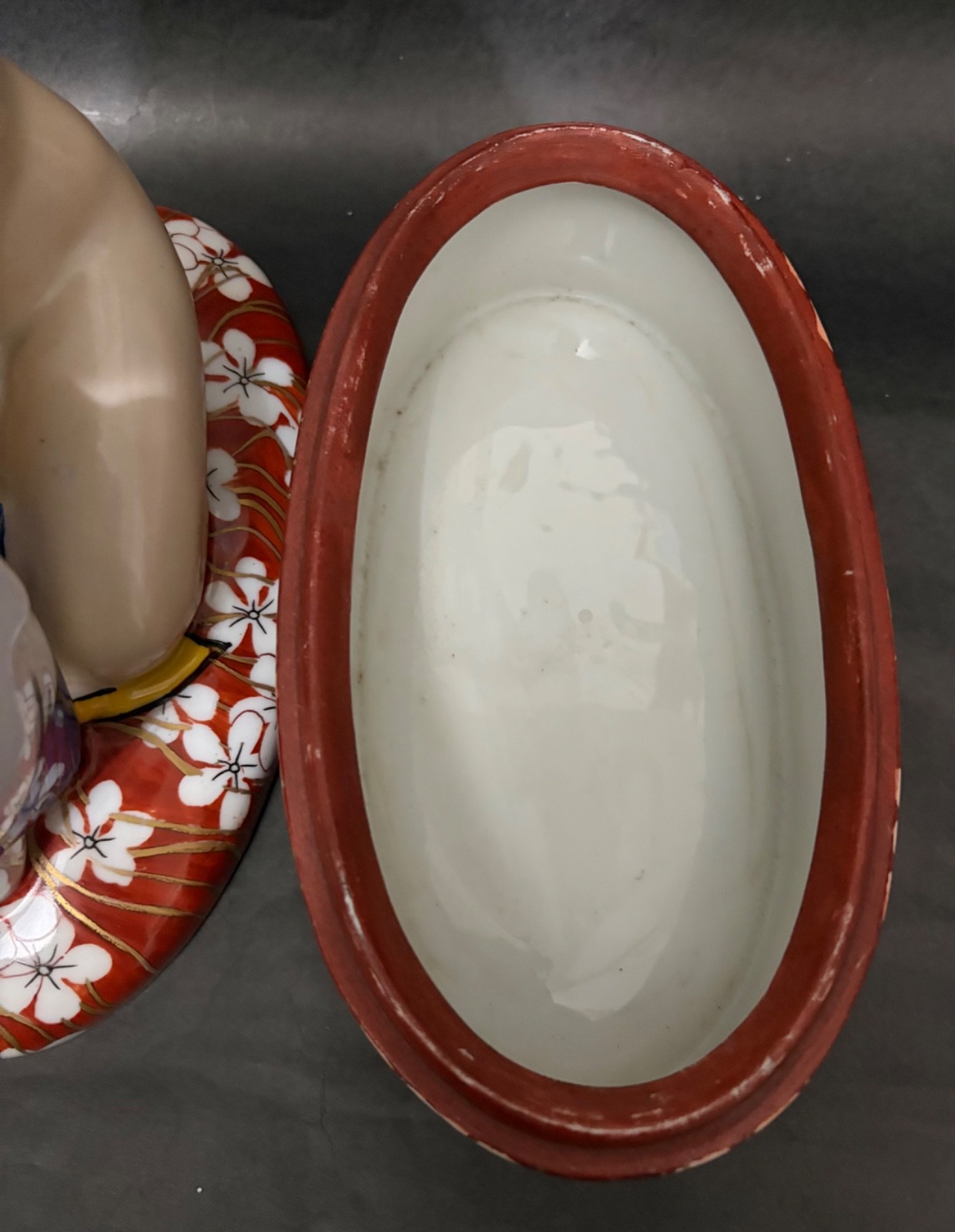 Large Art Deco Aladin France Porcelain Jewelry Chest – Nude Woman & Pelican – 11