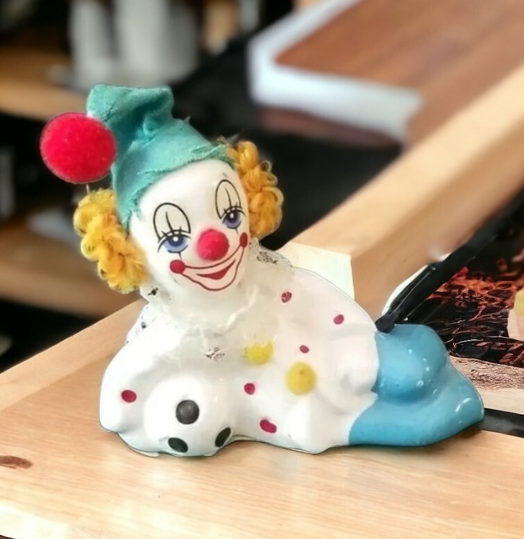 1980’s Porcelain Bowling Clown Figurine by Action Industries vtg