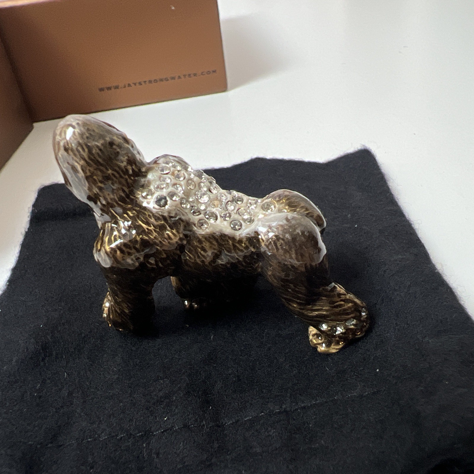 Jay Strongwater Miniature baby Gorilla New With Box And Pouch Silverback